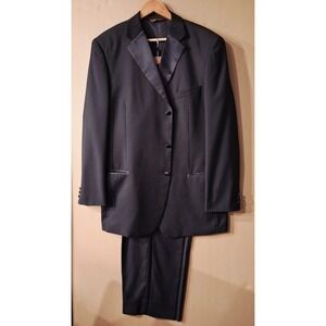 Men's Caravelli Black Tuxedo 2 Piece Suit 44L Jacket Pants 38x30